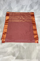 Onion Pink Korvai Soft Silk Saree with Gold Zari Buttas and Traditional Floral Border