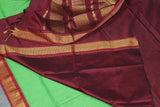 Green Silk Cotton Saree with Maroon Zari Border, Small Buttas and Grand Pallu - With Blouse Saree JCS Fashions