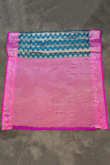 Madhumita Fancy Teal Cotton Organza Saree with Floral Pallu and Stone Work Designer Blouse