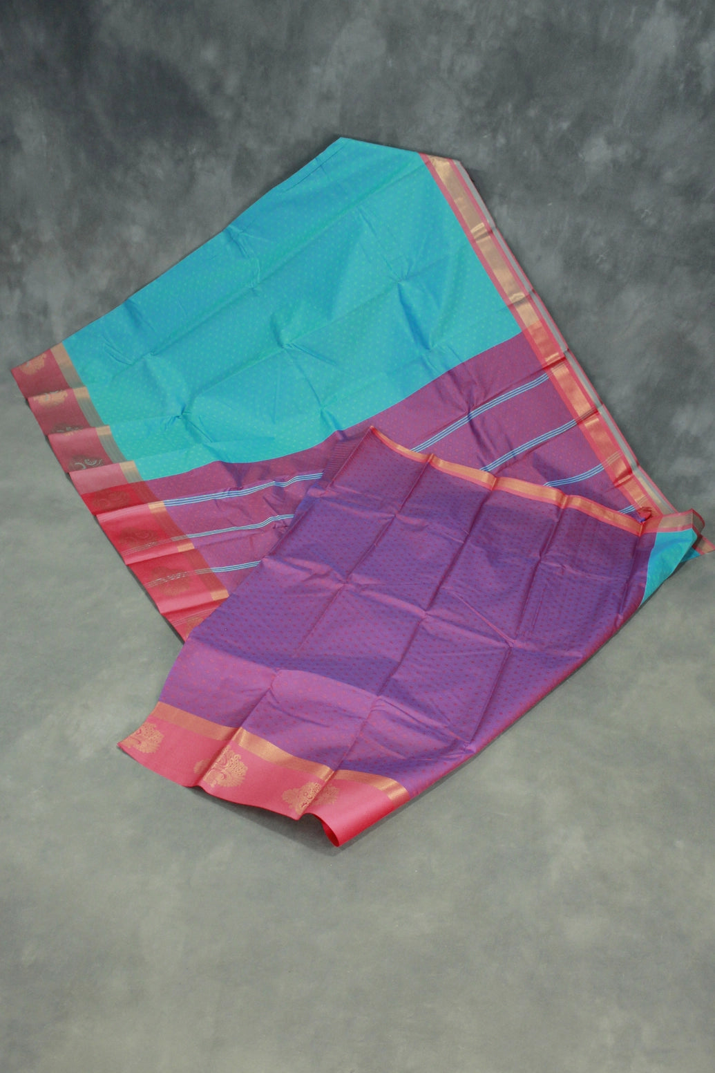 Blue Emboss Silk Saree with Floral Design Satin Border and Blouse, Semi Silk Wedding Wear