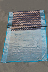 Madhumita Fancy Designer Cotton Organza Saree with Stone Work & Floral Pallu, Navy Blue