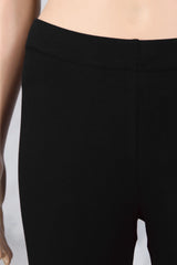 Black Ankle-Length Leggings in 4-Way Lycra with Silicon-Wash Smooth Finish