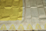 Mustard Yellow Kubera Silk Saree with Peacock Border and Contrast Pattern, Semi Silk Saree with Blouse