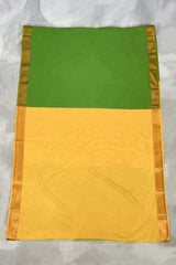 Green Korvai Soft Silk Saree with Delicate Gold Zari Buttas and Floral Zari Border, Traditional Look
