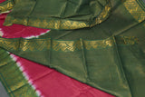 Onion Pink Sungudi Cotton Saree with Green Gold-Tone Zari Border and Vaira Oosi Diamond Pattern Saree JCS Fashions