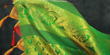 Green Zari Pattu Shawl with Traditional Border and Tassels for Pooja, Events and Functions