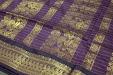Green Kalyani Cotton Saree with Zari Checked & Peacock Border, Comes with Blouse