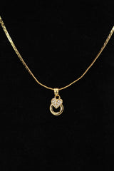 Gold-Tone Textured Chain Necklace with Heart Pendant for Women | Neck Set Jewellery