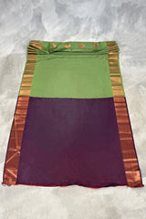 Pista Green Korvai Soft Silk Saree with Gold Zari Buttas and Traditional Floral Border for Women