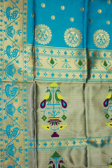 Rama Green Paithani Pure Silk Saree With Peacock Pallu Zari Woven Border Design
