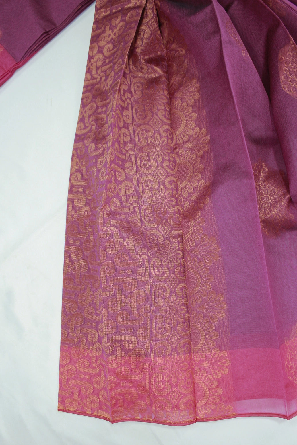 Purple Silk Cotton Saree with Zari Border and All-over Motif Design, Blouse Included