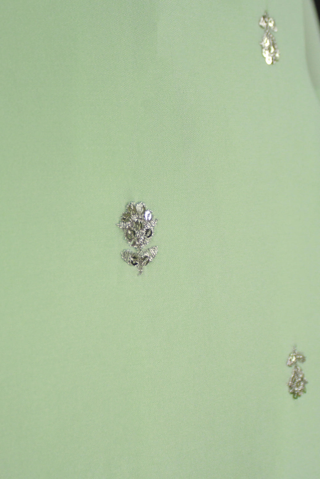 Light Green Cotton 3-Piece Embroidered Suit with Chiffon Dupatta and Sequin Details