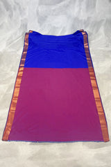 Royal Blue Korvai Soft Silk Border Saree with Delicate Gold Zari Buttas and Floral Traditional Border