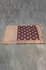 Maroon Soft Silk Saree with Rich Pallu and Pure Zari Floral Weave, Includes Blouse