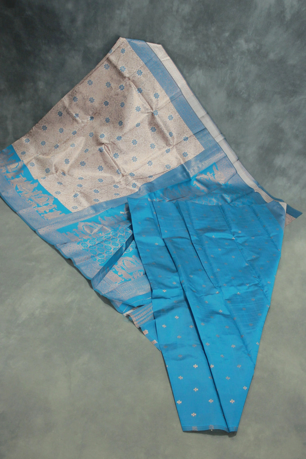 Pinkish Beige Kubera Pattu Saree with Pallakku Border and Blouse, Semi Silk Traditional Wedding Wear