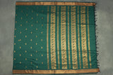 Green Kalyani Cotton Saree with Putta Design and Zari Border, Includes Blouse