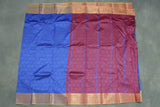 Blue Emboss Silk Saree with Contrast Border and Semi Silk Zari Style Design