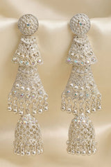 Sandal Oxidized Gold-Tone Jhumka Earrings with Floral Stud and Ghungroo Dangles for Festive Wear