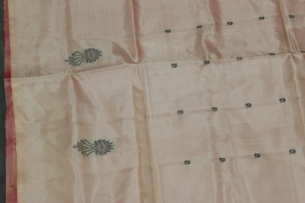 Beige Vaazhai Naar (Banana Pith) Saree with Small Butta - Borderless Traditional