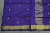 Violet Silk Cotton Saree with Zari Border and All-Over Butta Pattern, Nayanthara Style, Comes with Blouse