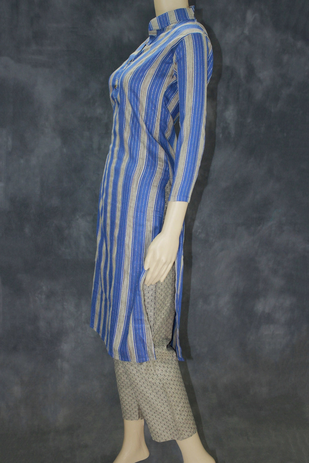 Elegant Blue Cotton Kurti Co-Ord Set with Pant and Dupatta