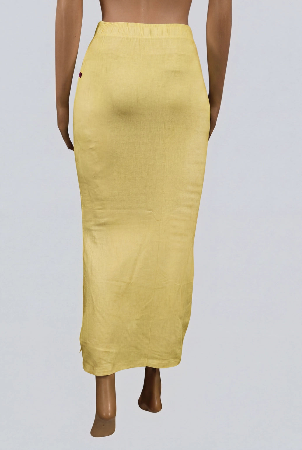 Pastel Yellow Shapewear Petticoat with Side Cut, Elastic Waist & Knee Length for Comfort