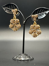 Antique Floral Gold-Tone Dangler Earrings with Stone Detailing - 1.5 inch Jewelry JCS Fashions