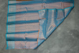 Bridal Kubera Pattu Saree Mehendi Green with Teal Blue Zari Border - Full Body Zari Work Saree JCS Fashions