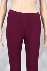 Burgundy Ankle Length Leggings for Women | 4-Way Lycra Stretch Fabric