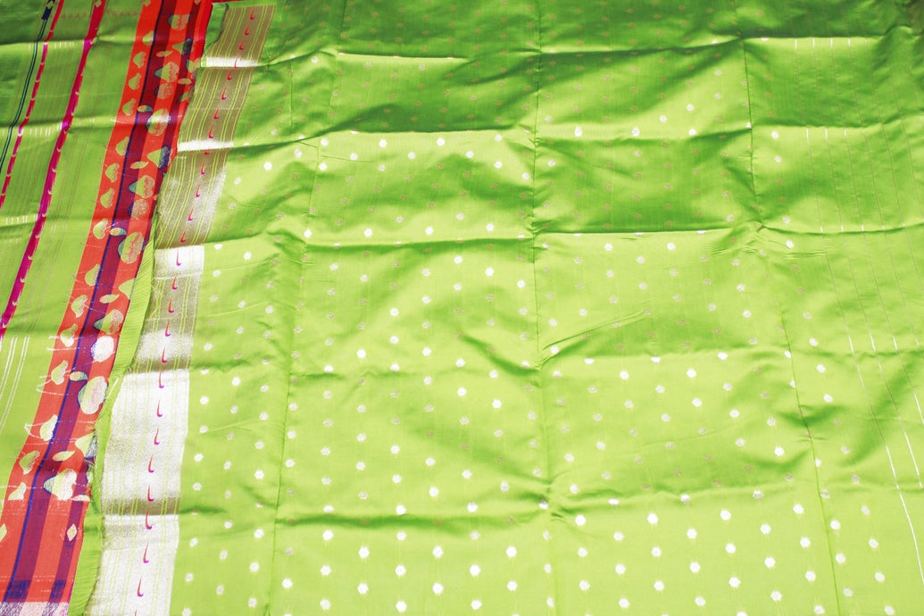 Green Paithani Tissue Fabric Saree with Zari Weaving and Blouse