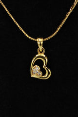 Gold-Tone Heart Pendant Necklace Set with Textured Chain for Women | Traditional Fashion Jewellery
