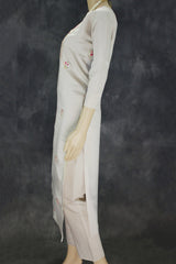 Elegant Beige Roman Silk 3 Piece Kurti Set with Digital Dupatta