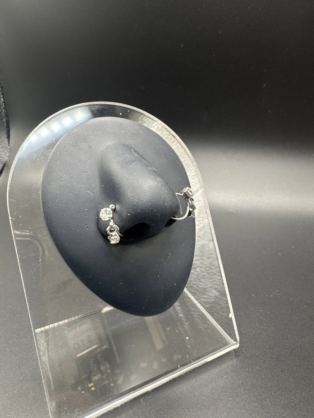 Silver Crystal Clip-On Maharashtrian Nath Nose Ring & Ear Cuff - Non-Piercing Bridal Nose Pin, Traditional Indian Fashion Jewellery