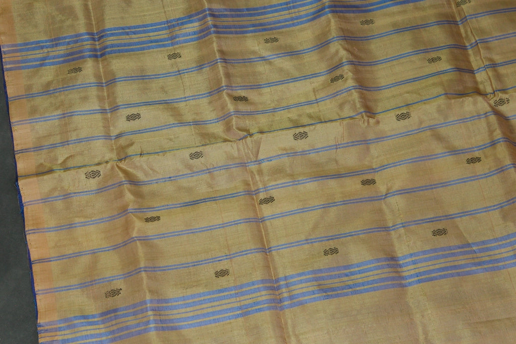 Peach Vaazhai Naar Banana Pith Saree with Small Butta - Borderless Weave