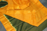 Mehendi Green Sungudi Cotton Saree with Gold Zari Border and Vaira Oosi Pattern Saree JCS Fashions