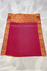 Mustard Border Soft Silk Saree with Delicate Gold Zari Buttas and Traditional Floral Border