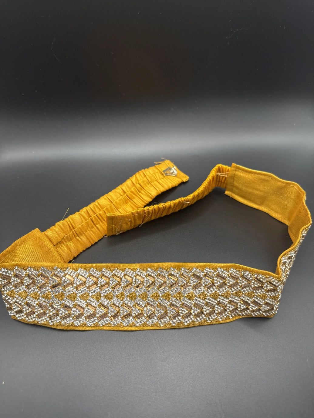 Gold-Tone Crystal Embellished Elastic Hip Belt — Ethnic Kamarbandh for Sarees & Lehengas Jewelry JCS Fashions