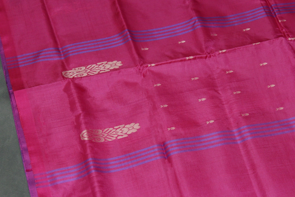 Purple & Magenta Vaazhai Naar (Banana Pith) Saree with Small Butta - Borderless Traditional Saree