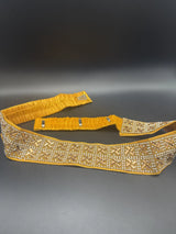Gold-Tone Crystal Embellished Hip Belt with Elastic Back and Multiple Hook Closures for Traditional Ethnic Wear Jewelry JCS Fashions