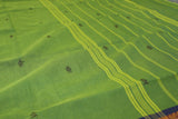 Green Poly-Cotton Butta Saree with Zari Peacock Border and Line Pallu Saree JCS Fashions