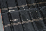 Black Vaazhai Naar (Banana Pith) Borderless Saree with Small Butta Motifs, Tasseled Pallu