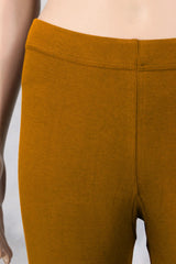 Mustard Ankle Length Lycra Leggings for Women, 4-Way Stretch Smooth Finish