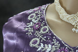 Purple Rayon Silk Embroidered Kurti Set - 2-Piece Top with Elastic Pant