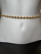 Gold-Tone Crystal Zigzag Hip Chain Waist Belt — Adjustable Geometric Fashion Jewellery for Sarees & Lehengas Jewelry JCS Fashions