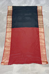 Pure Silk Saree with Heavy Pallu and Border, Silk Mark Included Saree with Blouse Piece