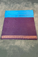 Blue Floral Soft Silk Designer Saree with Blouse, Soft Silk Fabric, Traditional Woven Border