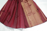 Maroon Silk Cotton Saree with Zari Border and Matching Blouse for Traditional Festive Wear