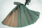 Seaweed Green Silk Cotton Saree with Zari Border and Blouse Piece, Border Less Design