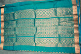 Teal Green Silk Cotton Saree with Beautiful Zari Border and Blouse Piece