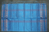 Blue Vaazhai Naar (Banana Pith) Saree with Copper Zari Border and Small Buttas